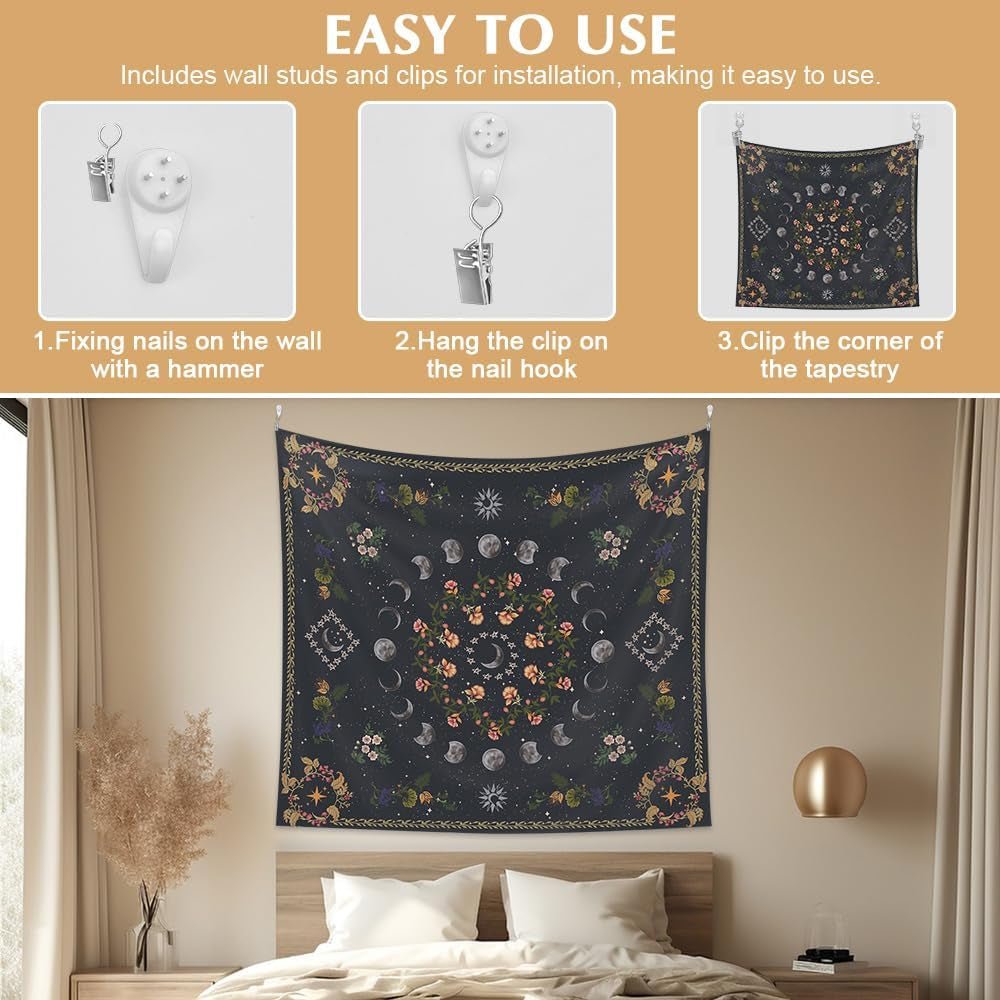 Tapisserie 130 130mx150m phases de lune toile fleur Accueil - Accessoires et Décorations Naty Shop