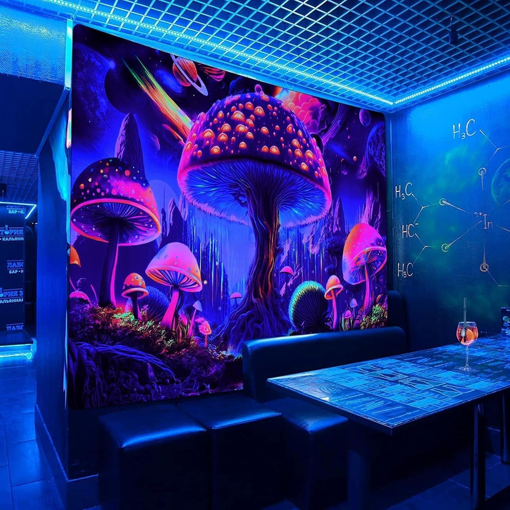 Tapisserie alishomtll lumière noire champignon phase de lune Maison - Accessoires et Décorations Naty Shop