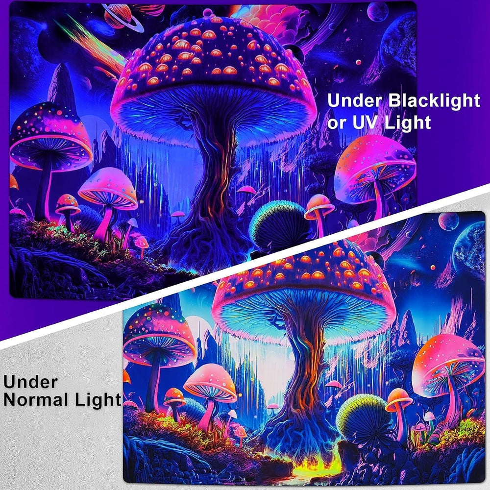 Tapisserie alishomtll lumière noire champignon phase de lune Maison - Accessoires et Décorations Naty Shop
