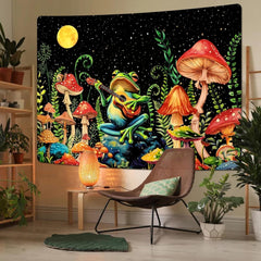 Tapisserie alishomtll grenouille champignon lune étoiles colorées Maison - Accessoires et Décorations Naty Shop