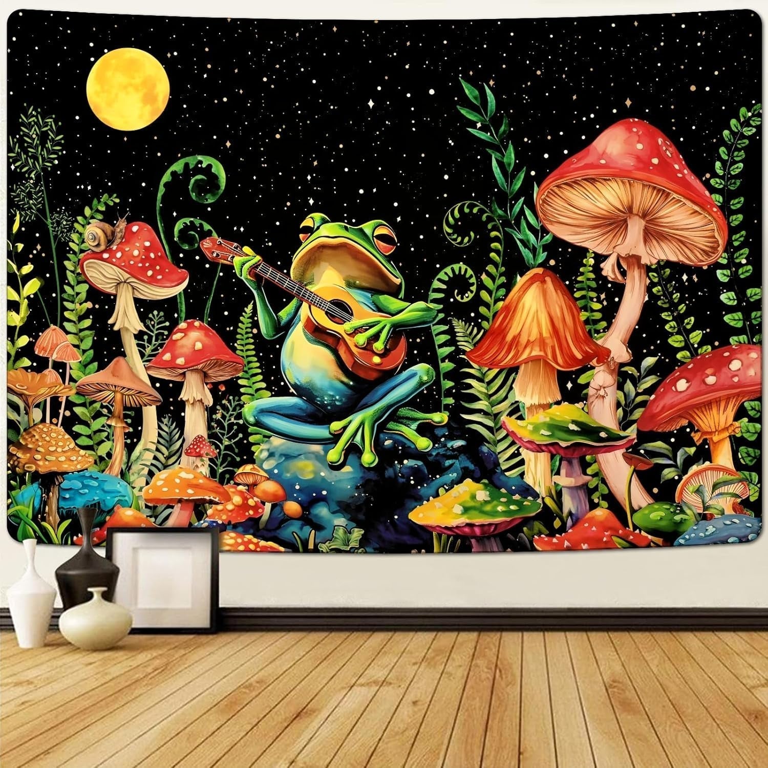 Tapiserie alishomtll broasca ciuperca luna stele colorat Casa - Accesorii si Decoratiuni Naty Shop Multi 150L X 130B Cm