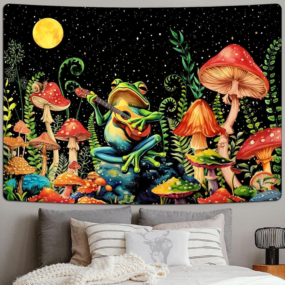 Tapisserie alishomtll grenouille champignon lune étoiles colorées Maison - Accessoires et Décorations Naty Shop
