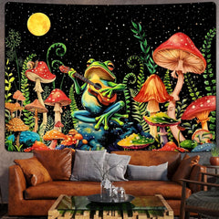 Tapisserie alishomtll grenouille champignon lune étoiles colorées Maison - Accessoires et Décorations Naty Shop