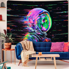 Tapisserie alishomtll crâne fluorescent astronaute lumière noire Maison - Accessoires et Décorations Naty Shop