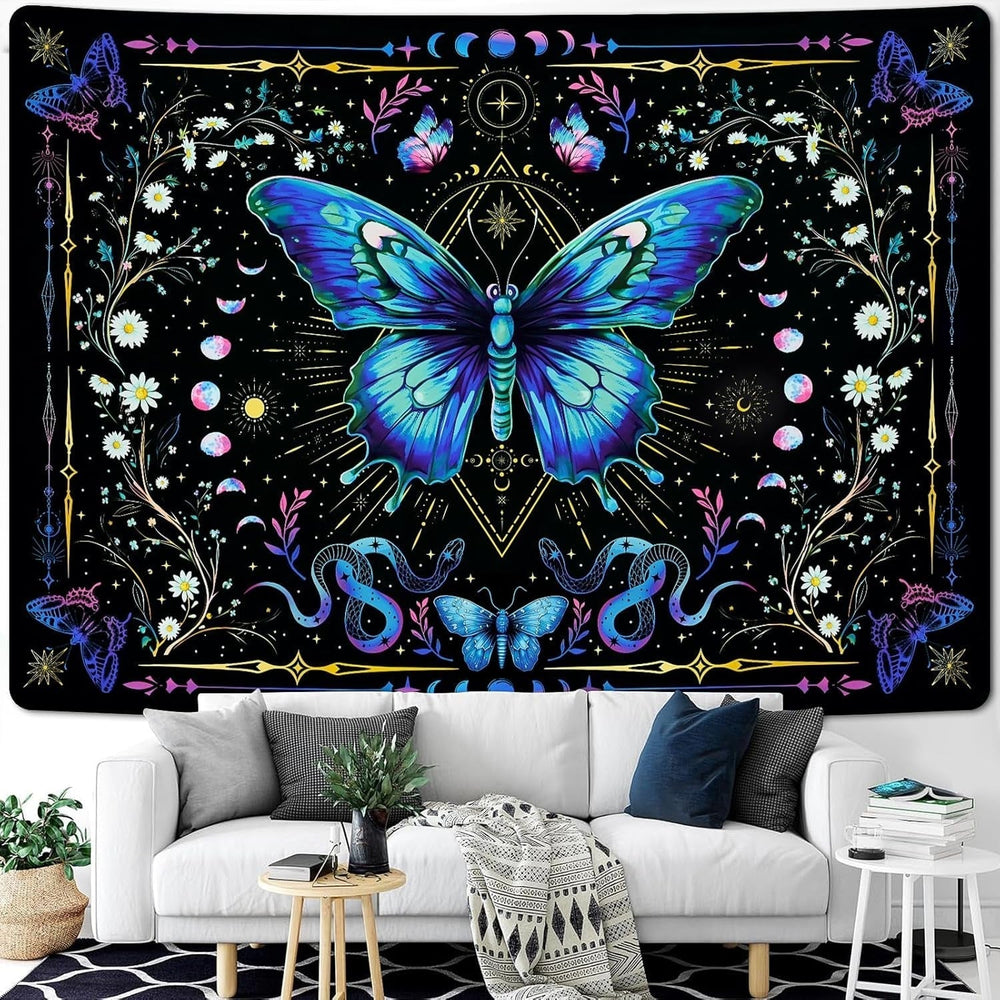 Tapisserie alishomtll papillon phase de lune floral marguerite noir Accueil - Accessoires et Décorations Naty Shop