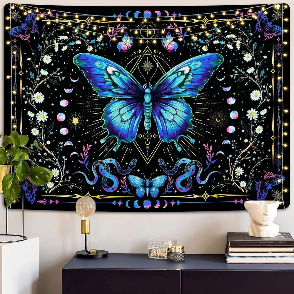 Tapisserie alishomtll papillon phase de lune floral marguerite noir Accueil - Accessoires et Décorations Naty Shop