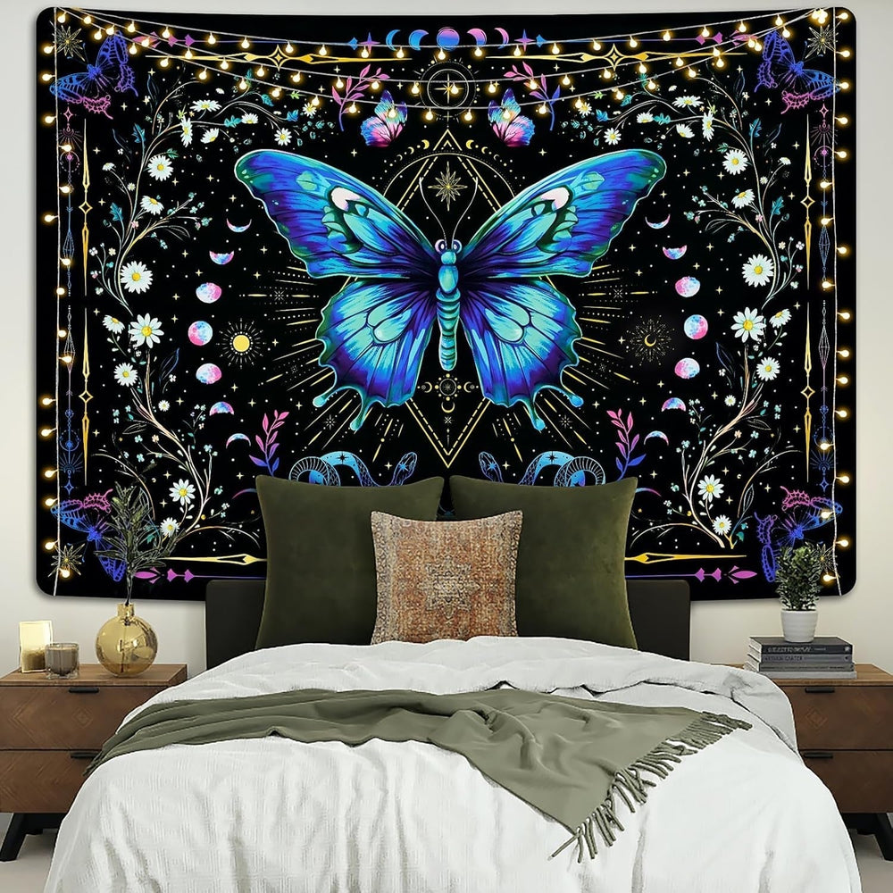 Tapisserie alishomtll papillon phase de lune floral marguerite noir Accueil - Accessoires et Décorations Naty Shop