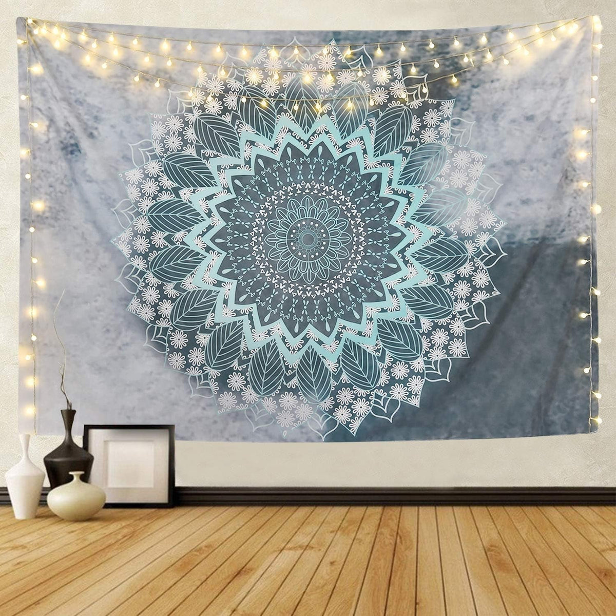Tapisserie alishomtll indien mandala yoga hippie tissu Accueil - Accessoires et Décorations Naty Shop 1 mandala (gris+bleu) 235L X 235B Cm