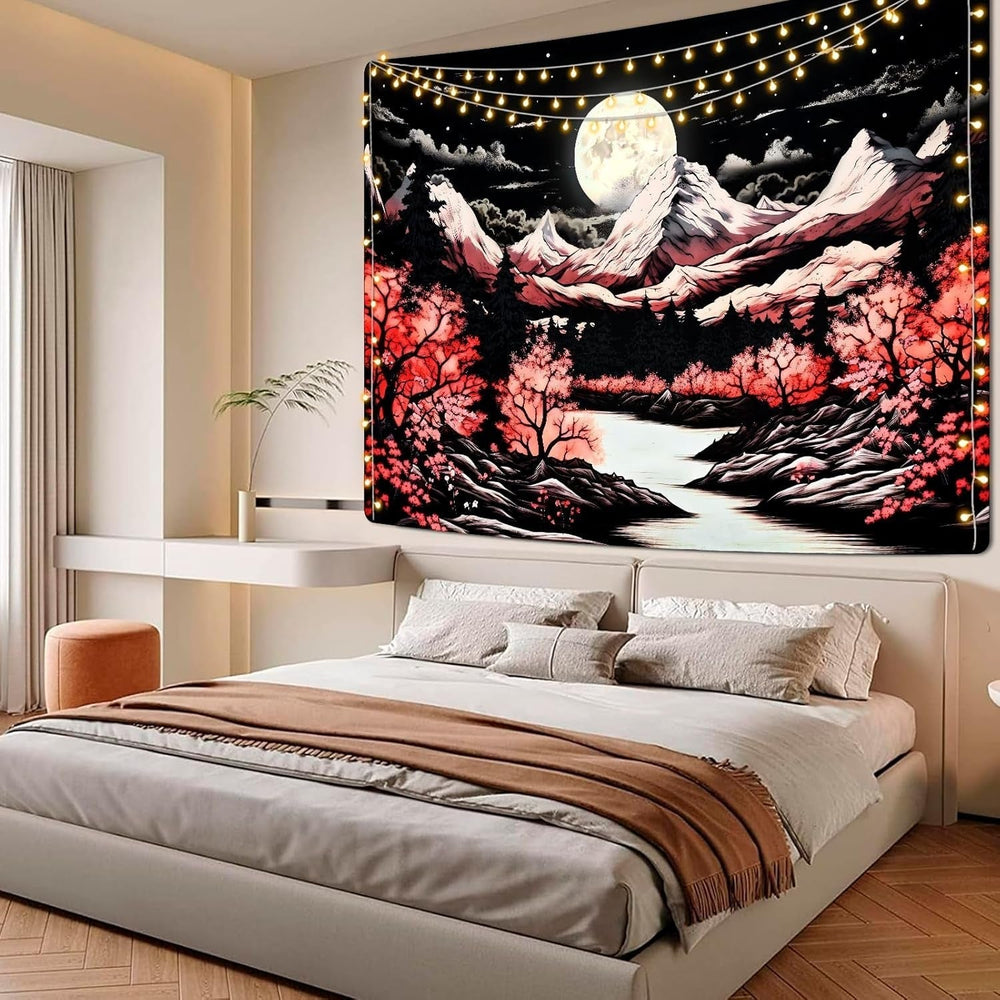 Tapiserie alishomtll mountain scene moon forest munti Casa - Accesorii si Decoratiuni Naty Shop