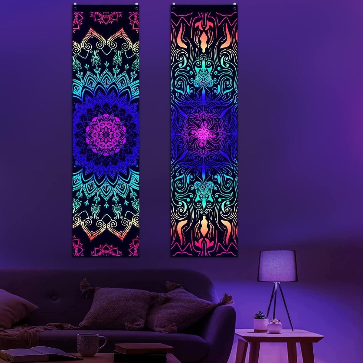 Tapisserie alishomtll pack mandala réactif bohème vertical Accueil - Accessoires et Décorations Naty Shop 2 packs 120X32.5Cm