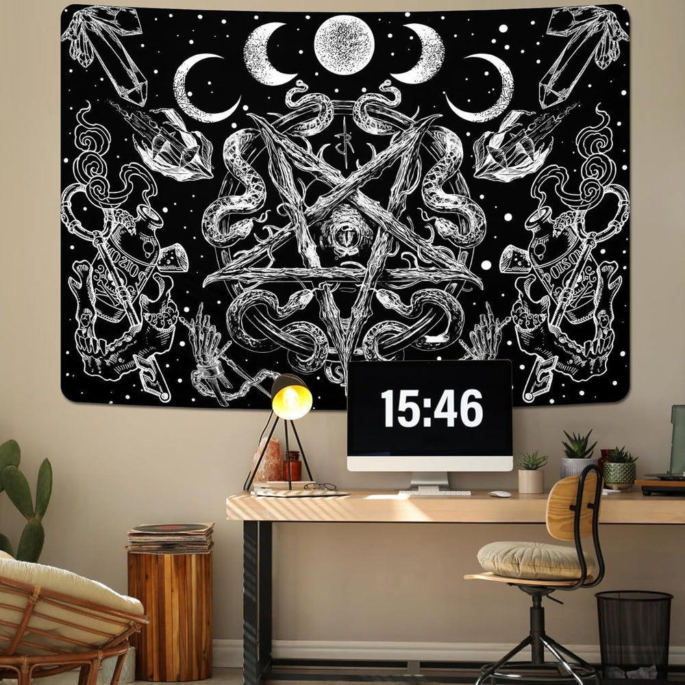 Tapisserie alishomtll witchy serpent esthétique gothique pentagramme mural Maison - Accessoires et Décorations Naty Shop