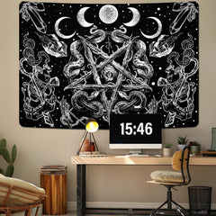 Tapisserie alishomtll witchy serpent esthétique gothique pentagramme mural Maison - Accessoires et Décorations Naty Shop