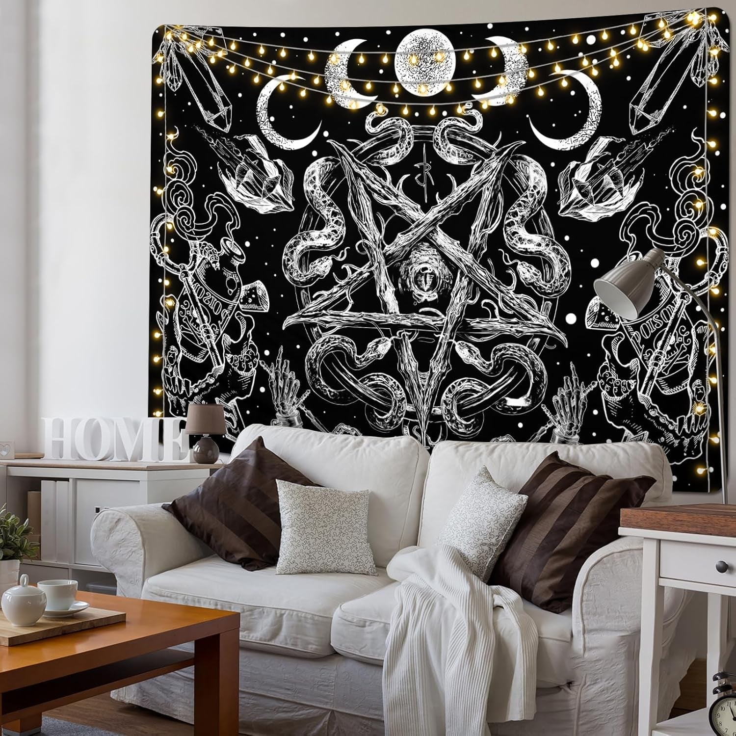 Tapisserie alishomtll witchy serpent esthétique gothique pentagramme mural Maison - Accessoires et Décorations Naty Shop