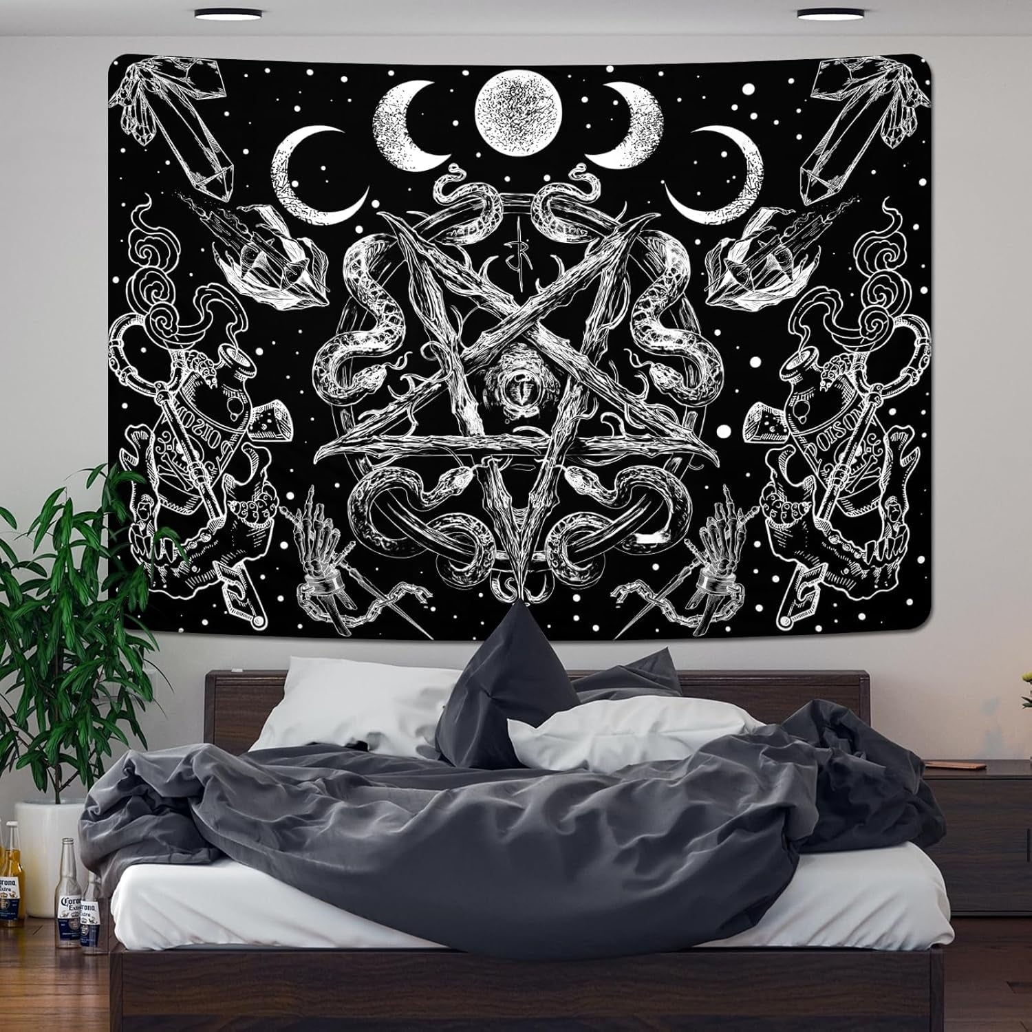 Tapisserie alishomtll witchy serpent esthétique gothique pentagramme mural Maison - Accessoires et Décorations Naty Shop