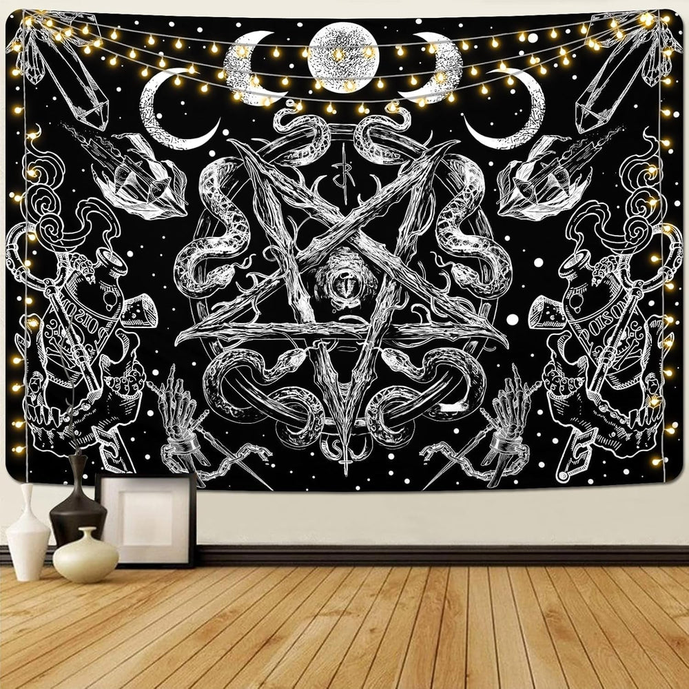 Tapisserie alishomtll witchy serpent esthétique gothique pentagramme mur Maison - Accessoires et Décorations Naty Shop Pentagram 210L X 150B Cm