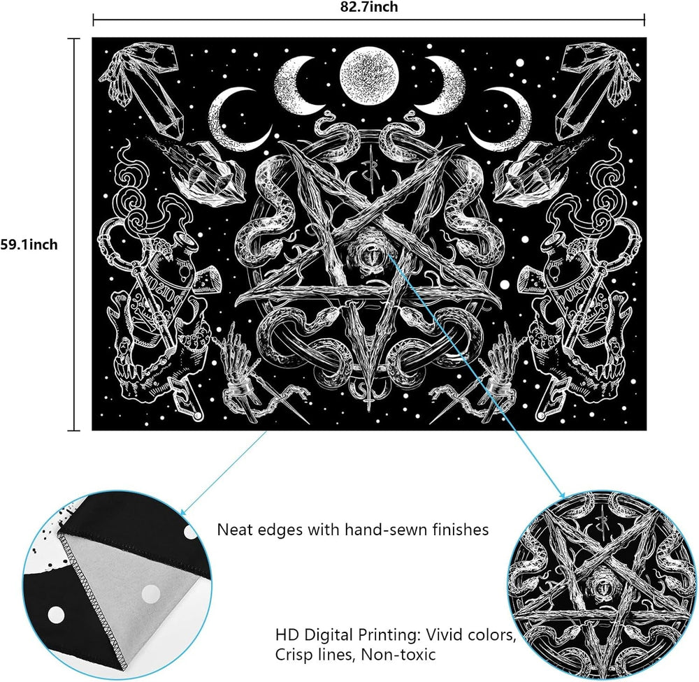 Tapisserie alishomtll witchy serpent esthétique gothique pentagramme mural Maison - Accessoires et Décorations Naty Shop