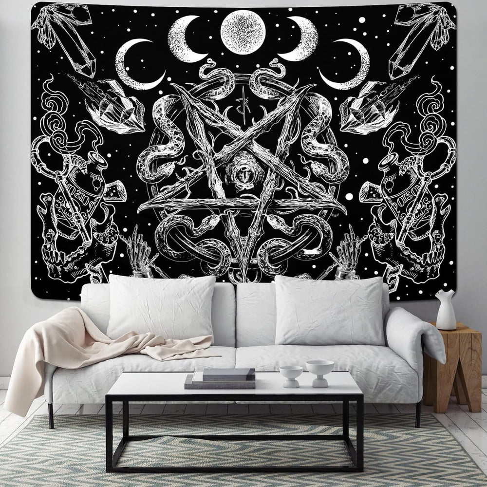 Tapisserie alishomtll witchy serpent esthétique gothique pentagramme mural Maison - Accessoires et Décorations Naty Shop