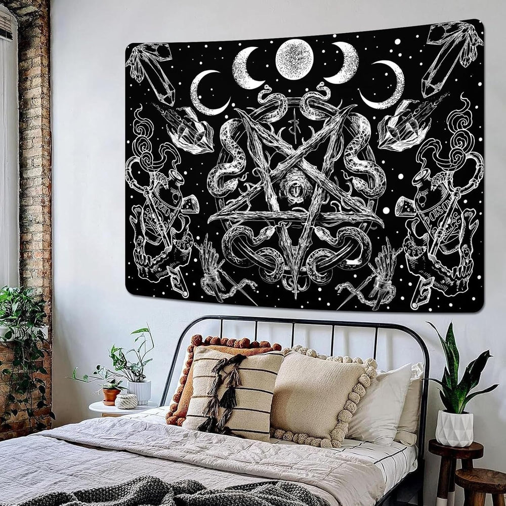 Tapisserie alishomtll witchy serpent esthétique gothique pentagramme mural Maison - Accessoires et Décorations Naty Shop