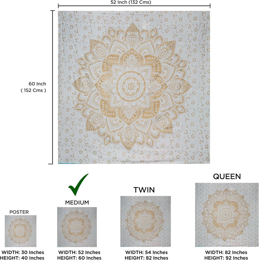 Tapisserie mandala métallisé doré jeté de plage indien en coton Casa - Accessoires et Décorations Naty Shop