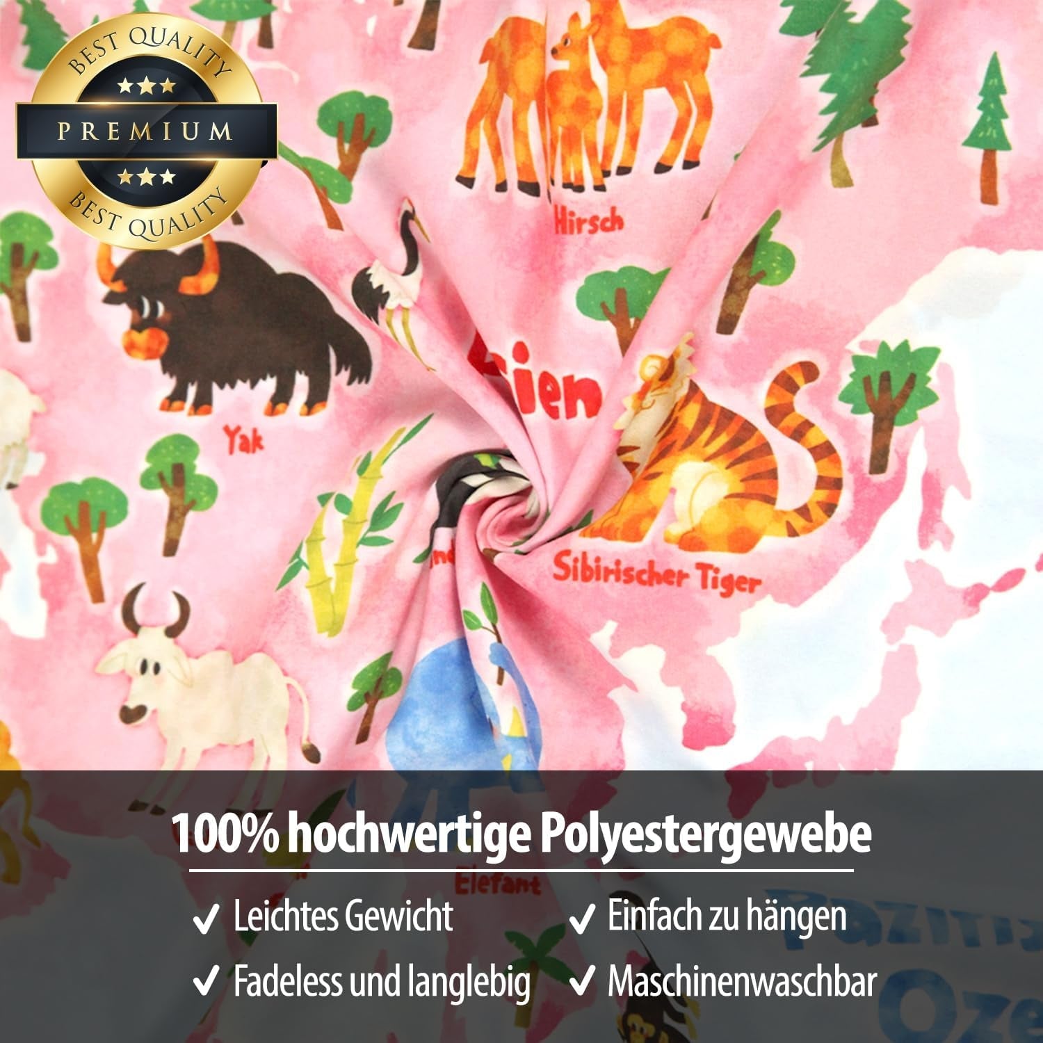 Tapisserie Bashom Carte du monde animalier allemand pour enfant Accueil - Accessoires et Décoration Naty Shop