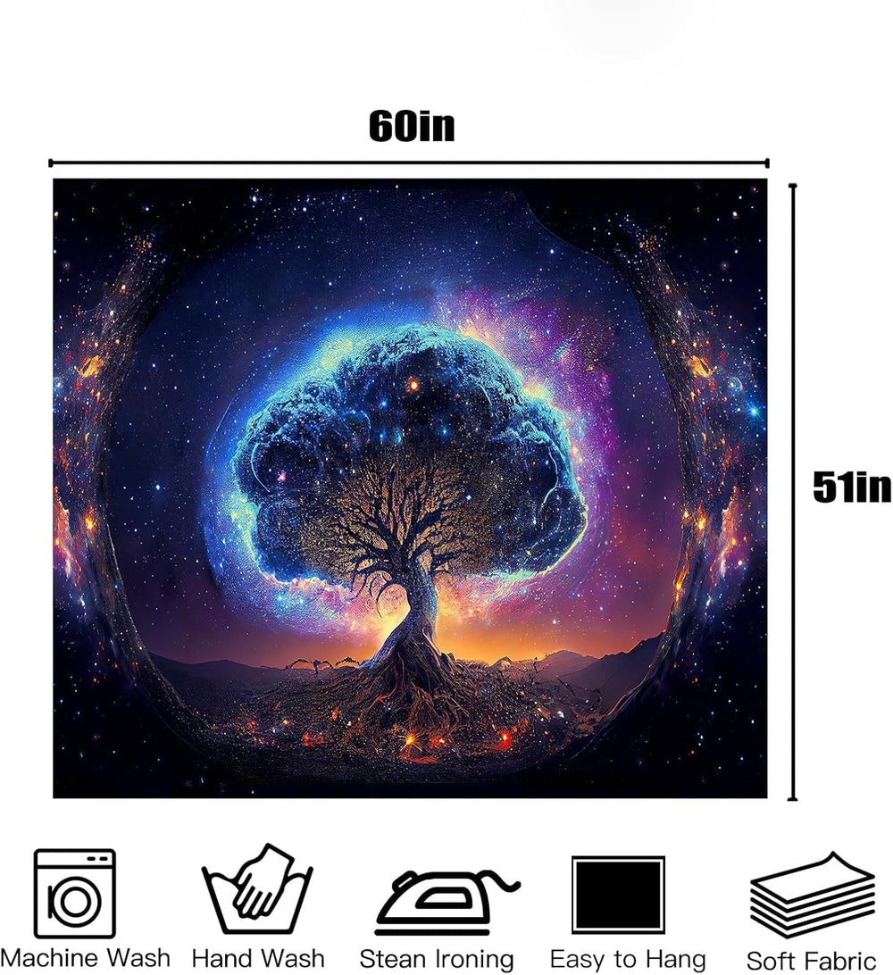 Tapisserie arbre lumière noire esthétique spatiale Maison - Accessoires et Décorations Naty Shop
