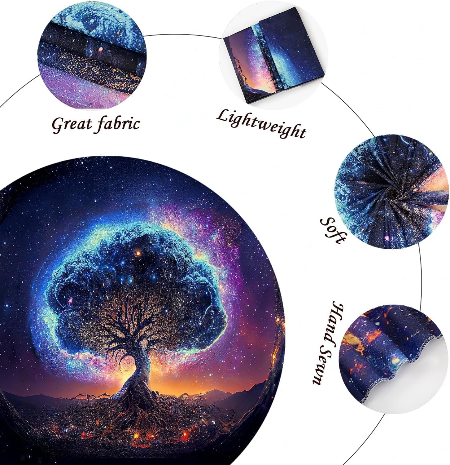 Tapisserie arbre lumière noire esthétique spatiale Maison - Accessoires et Décorations Naty Shop