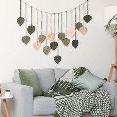 Tapisserie décoration perles en bois motif feuille Maison - Accessoires et Décorations Naty Shop