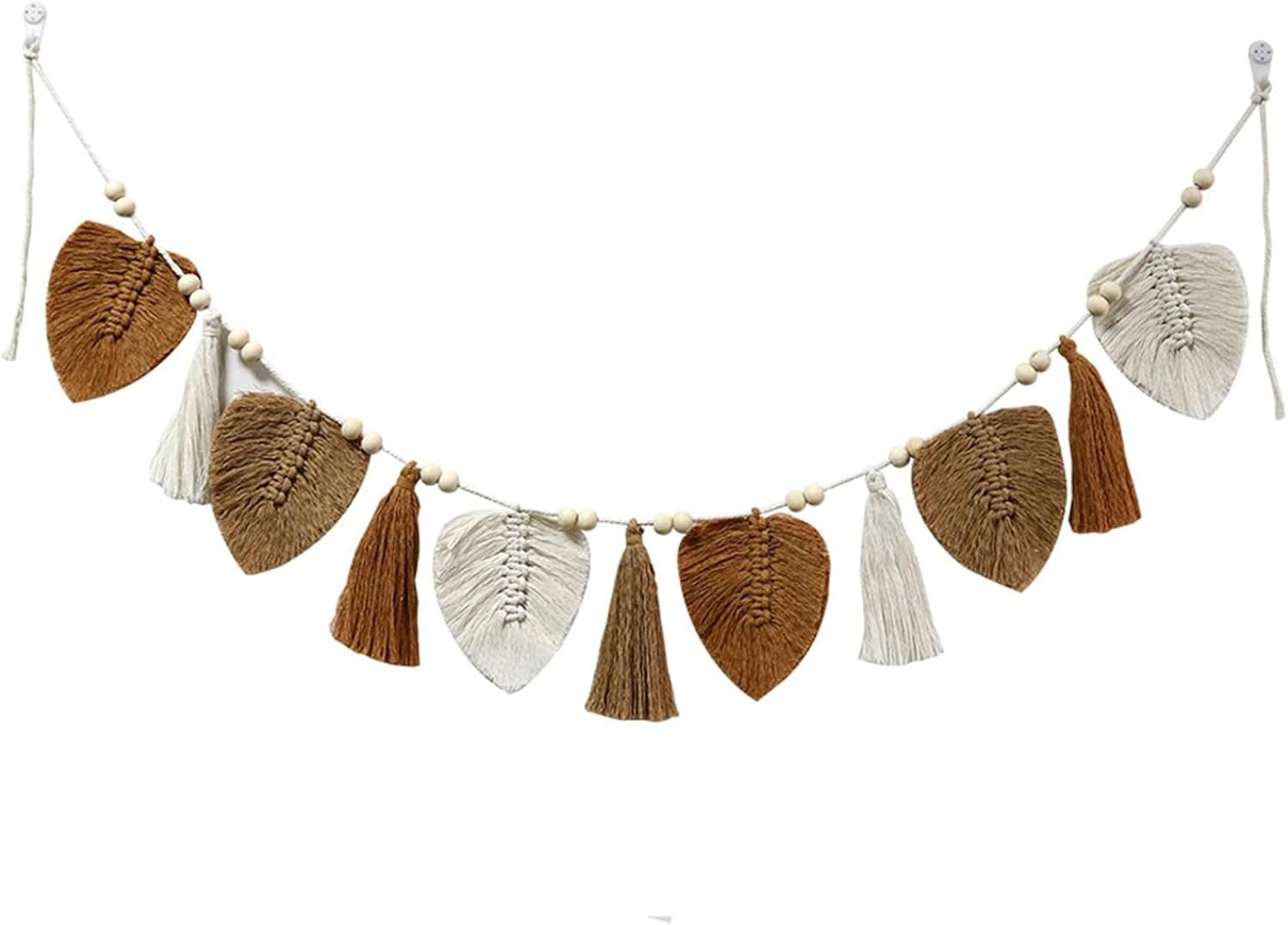 Tapisserie décorative tissée feuilles franges chic Accueil - Accessoires et Décorations Naty Shop Kaki