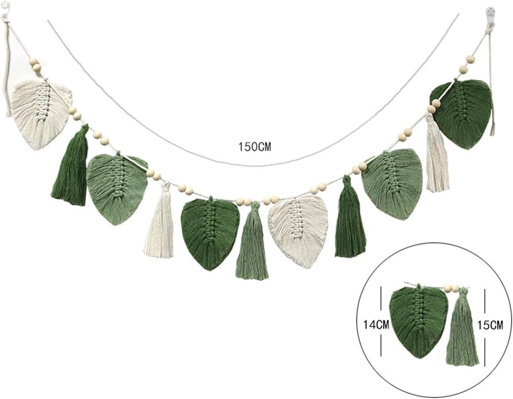 Tapisserie décorative tissée feuilles franges chic Accueil - Accessoires et Décorations Naty Shop