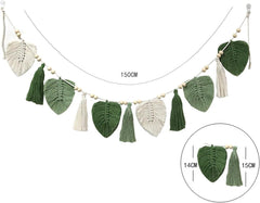 Tapisserie décorative tissée feuilles franges chic Accueil - Accessoires et Décorations Naty Shop