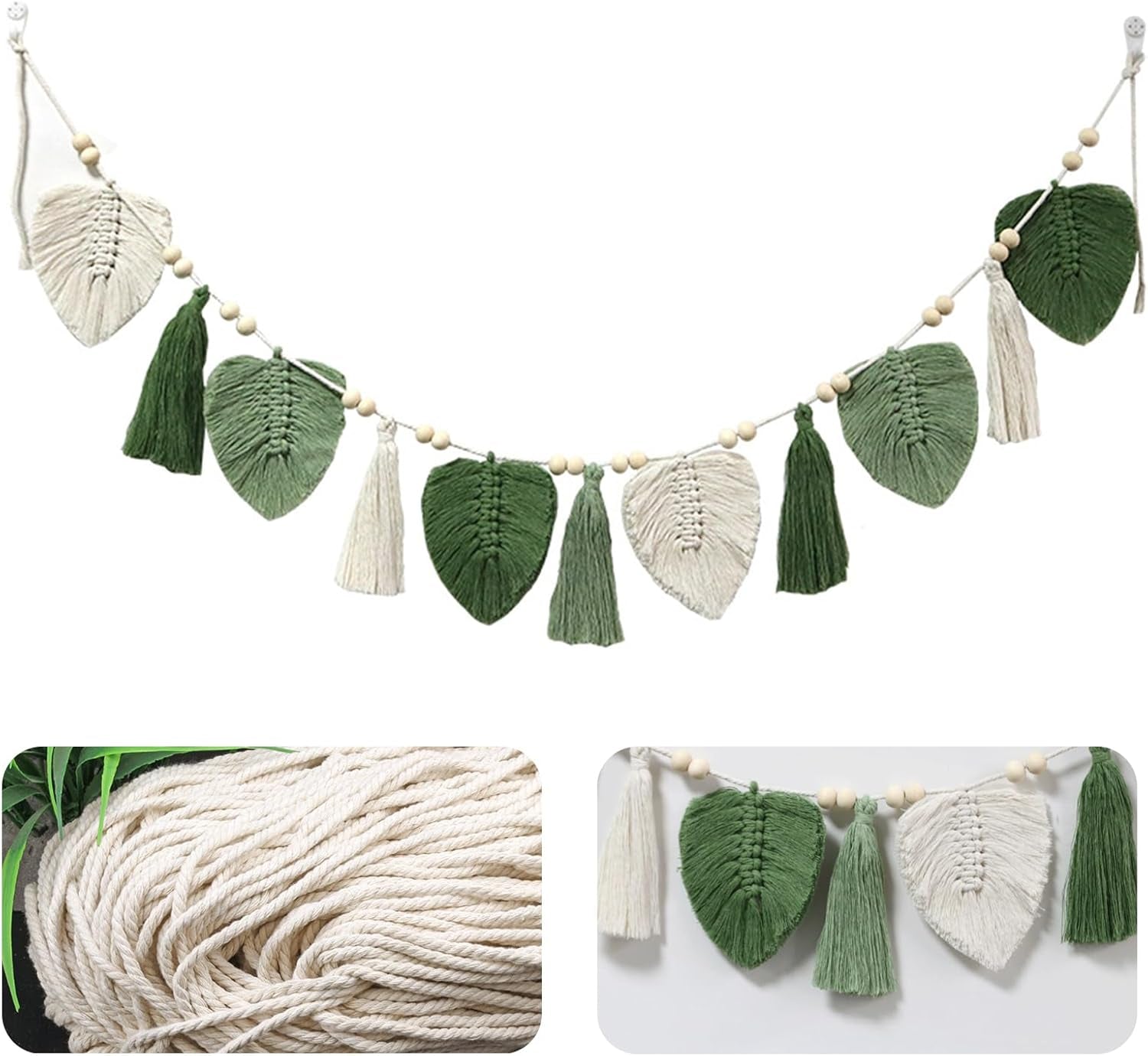 Tapisserie décorative tissée feuilles franges chic Accueil - Accessoires et Décorations Naty Shop