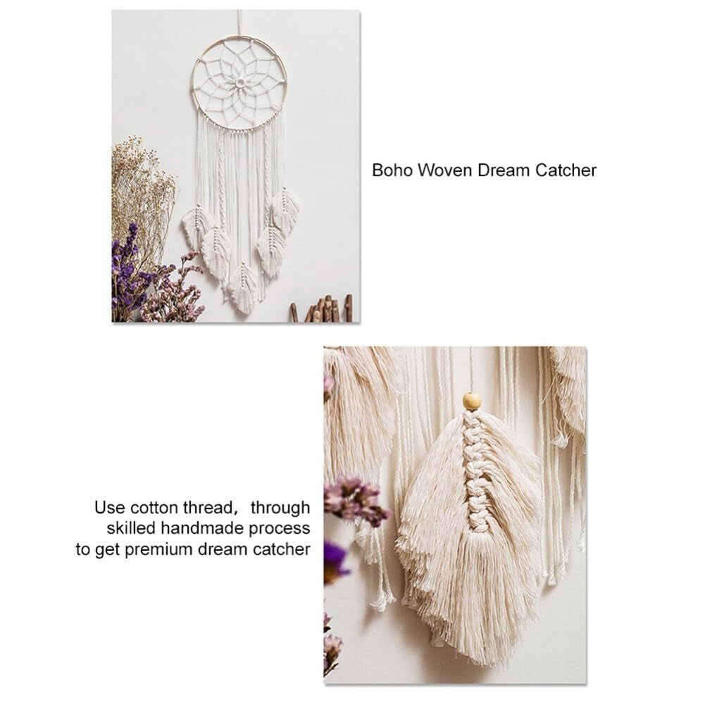 Grande tapisserie attrape-rêves blanc pompon fait main Casa - Accessoires et Décoration Naty Shop