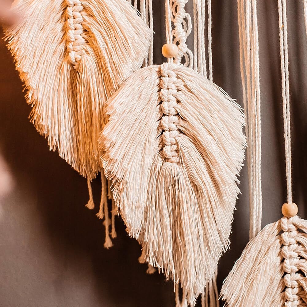 Grande tapisserie attrape-rêves blanc pompon fait main Casa - Accessoires et Décoration Naty Shop