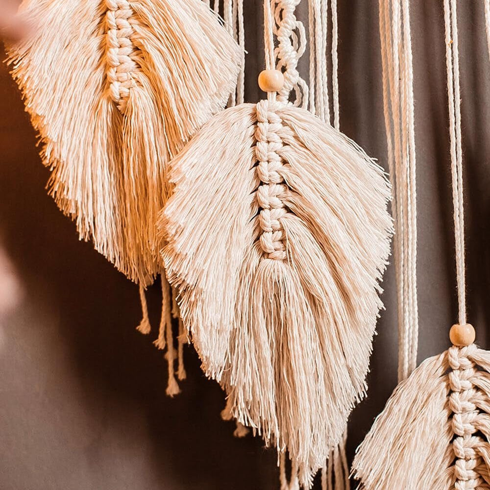 Grande tapisserie attrape-rêves blanc pompon fait main Casa - Accessoires et Décoration Naty Shop
