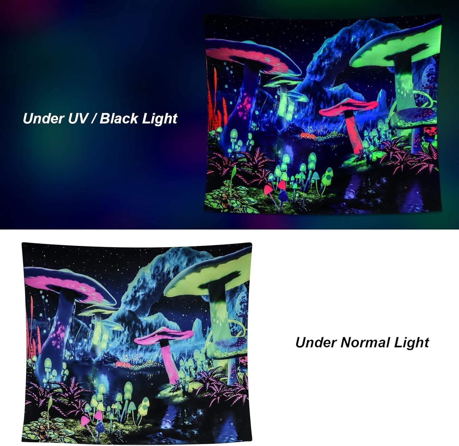 Tapisserie dremisland blacklight champignon psychédélique réactif galaxie mur Maison - Accessoires et Décorations Naty Shop