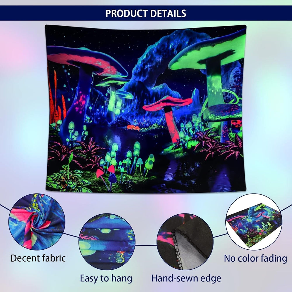 Tapisserie dremisland blacklight champignon psychédélique réactif galaxie mur Maison - Accessoires et Décorations Naty Shop