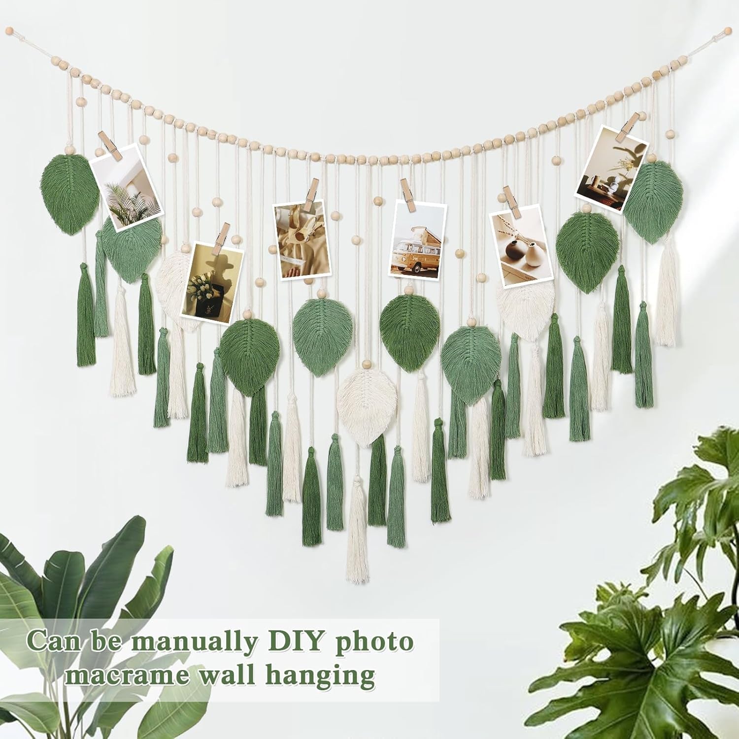 Tapisserie Dremisland grandes feuilles beige vert pompons Accueil - Accessoires et Décoration Naty Shop