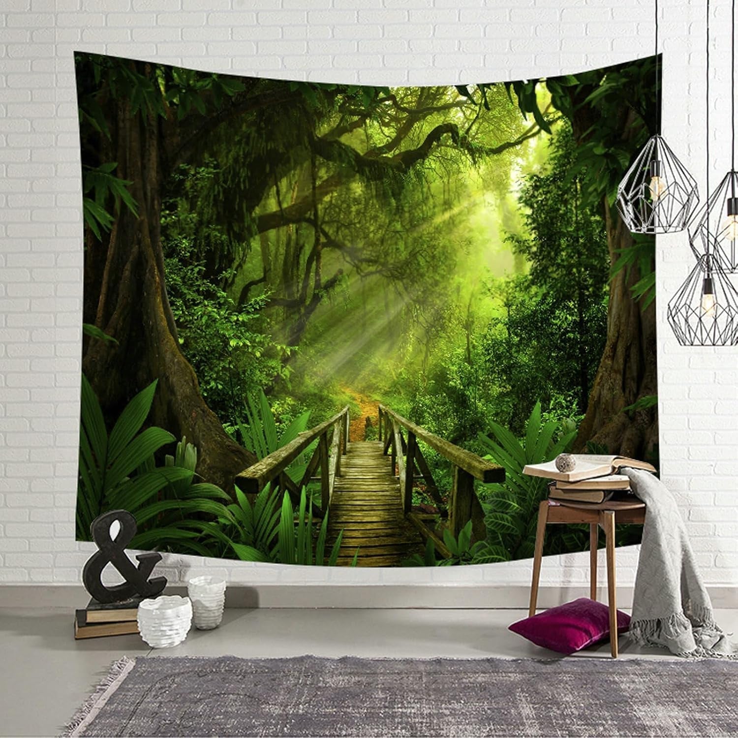 Tapisserie vert forêt à suspendre en extérieur Maison - Accessoires et Décorations Naty Shop