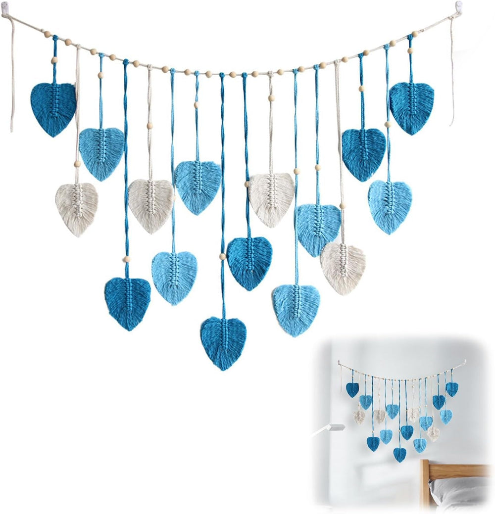 Grande tapisserie feuilles tissées pour chambre de bébé femme Accueil - Accessoires et Décoration Naty Shop Bleu