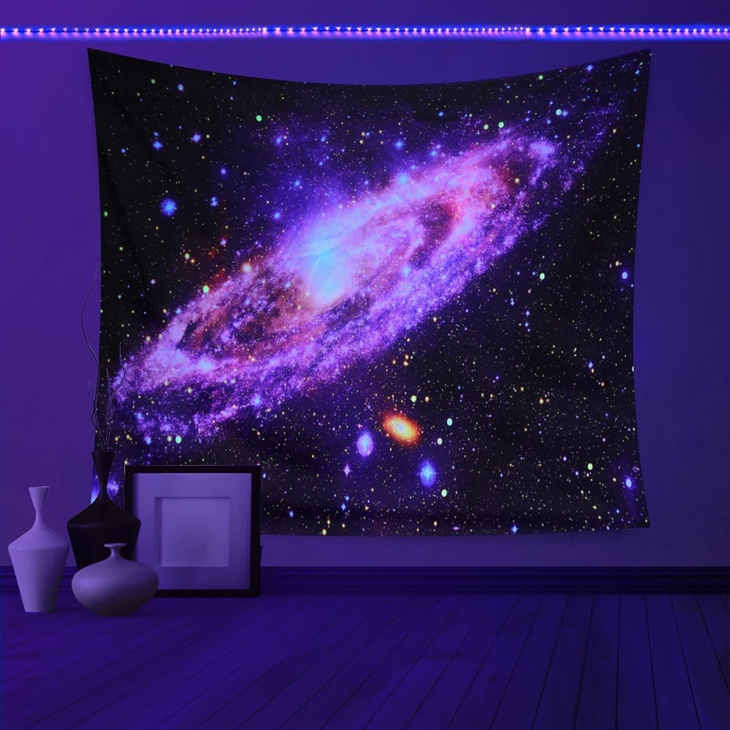 Tapisserie galaxie fluorescente ciel étoilé lumière noire Accueil - Accessoires et Décorations Naty Shop Default Title