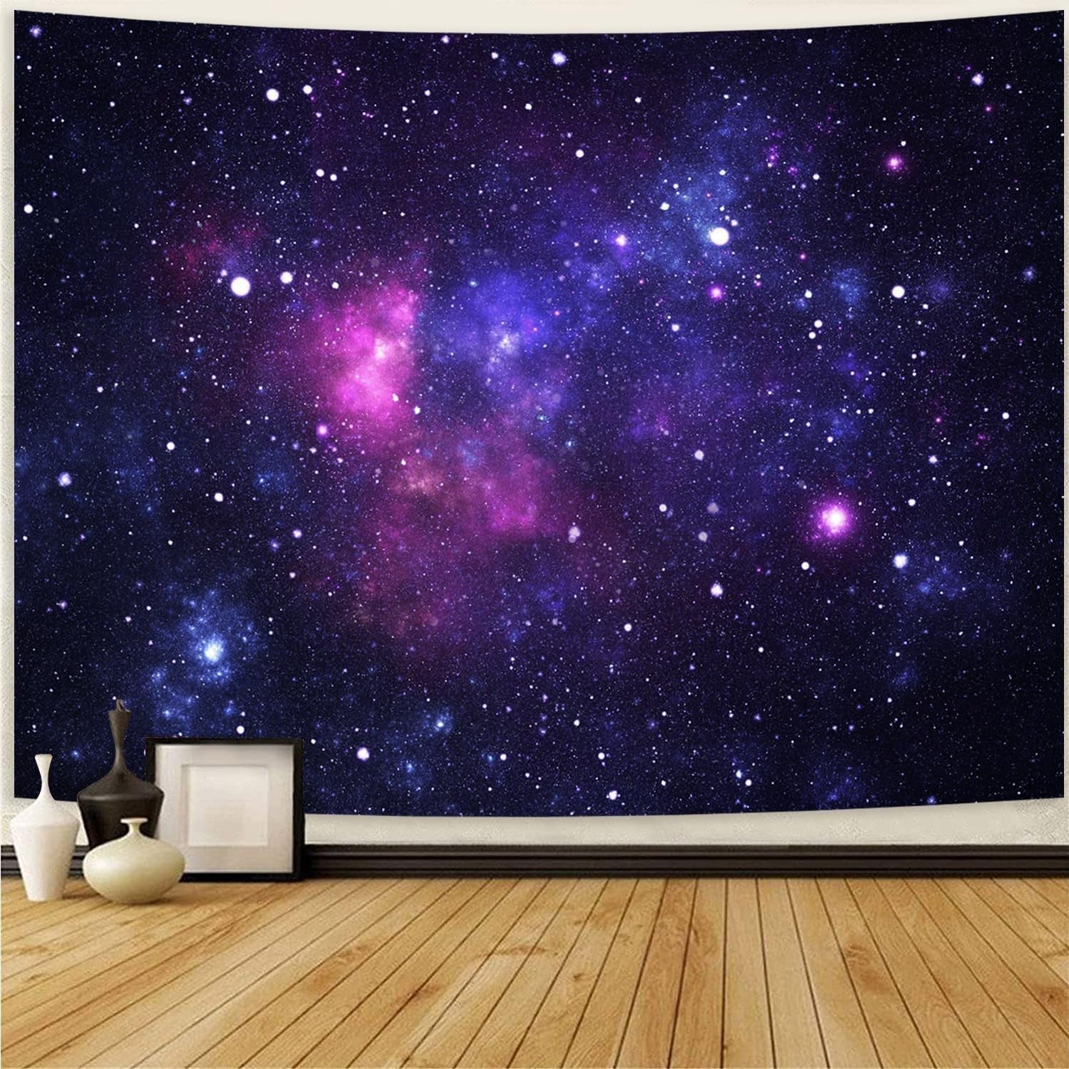 Tapisserie galaxie lumière noire ciel étoilé bleu réactif Accueil - Accessoires et Décorations Naty Shop