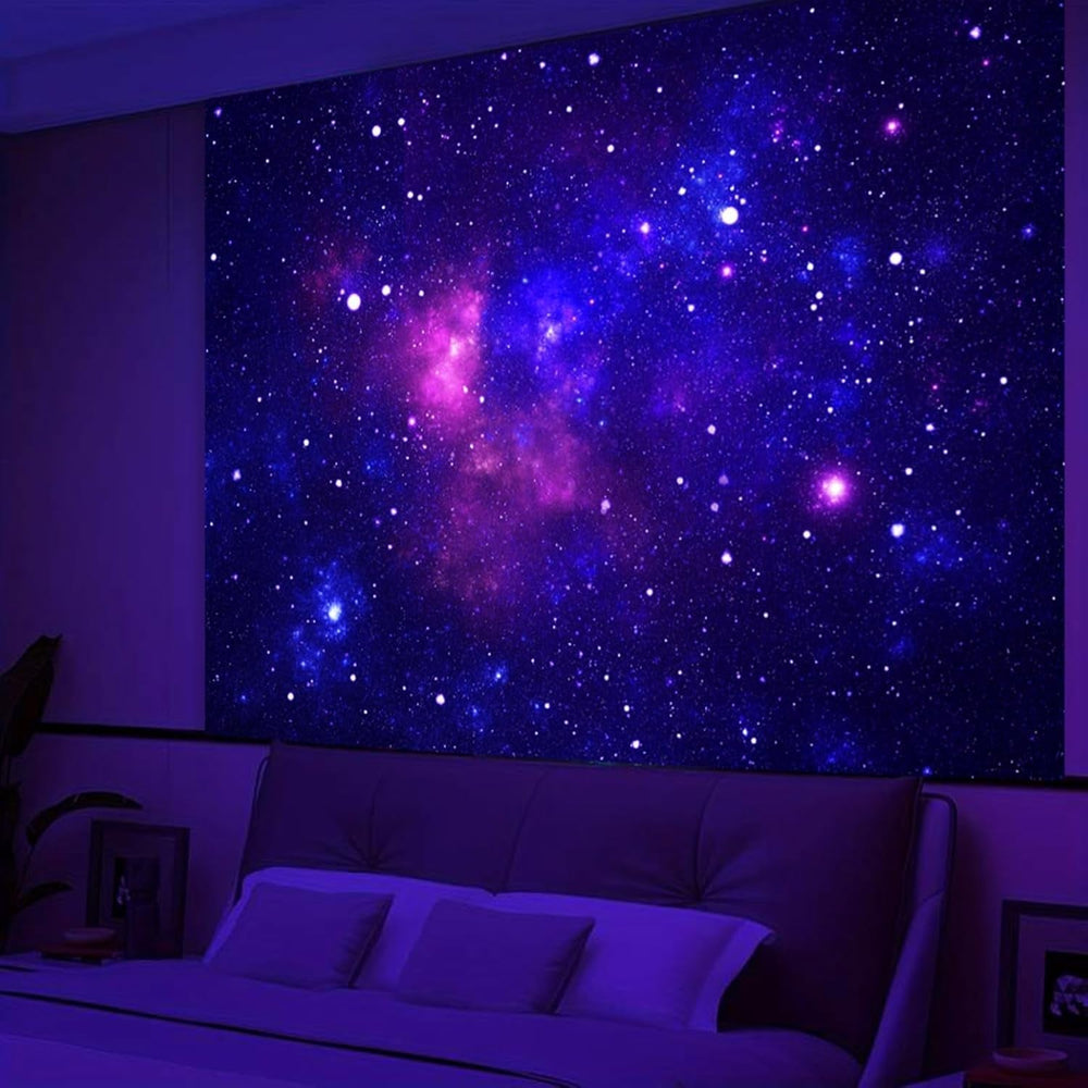 Tapisserie galaxie lumière noire ciel étoilé bleu réactif Accueil - Accessoires et Décorations Naty Shop