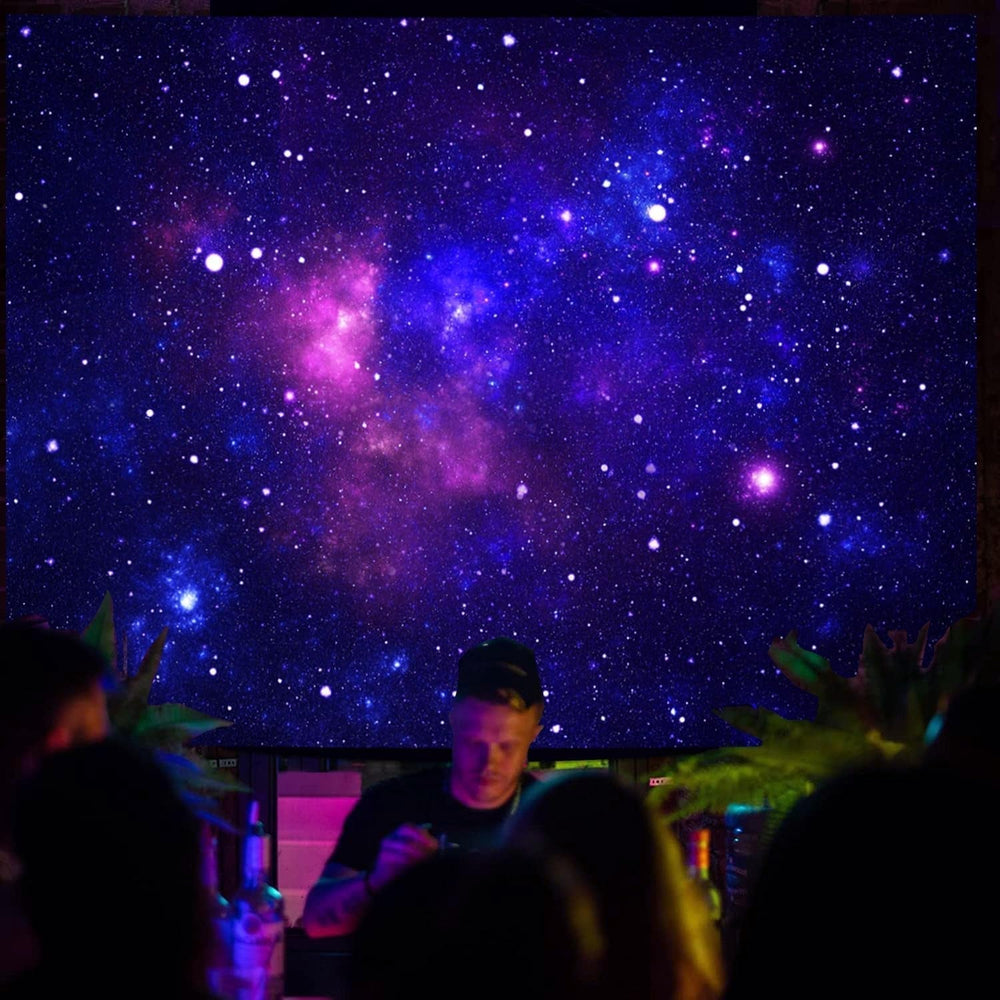 Tapisserie galaxie lumière noire ciel étoilé bleu réactif Accueil - Accessoires et Décorations Naty Shop