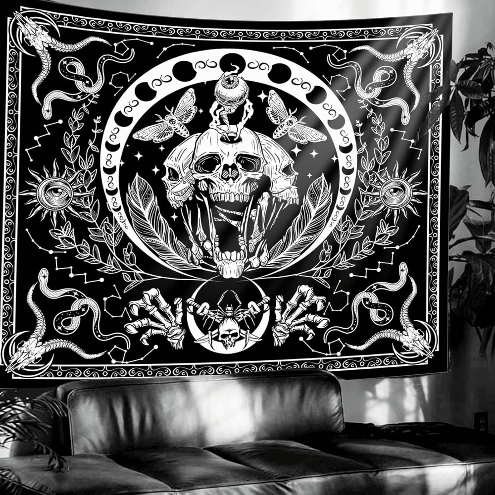 Tapisserie gothique halloween bannière noir blanc Accueil - Accessoires et Décorations Naty Shop Default Title