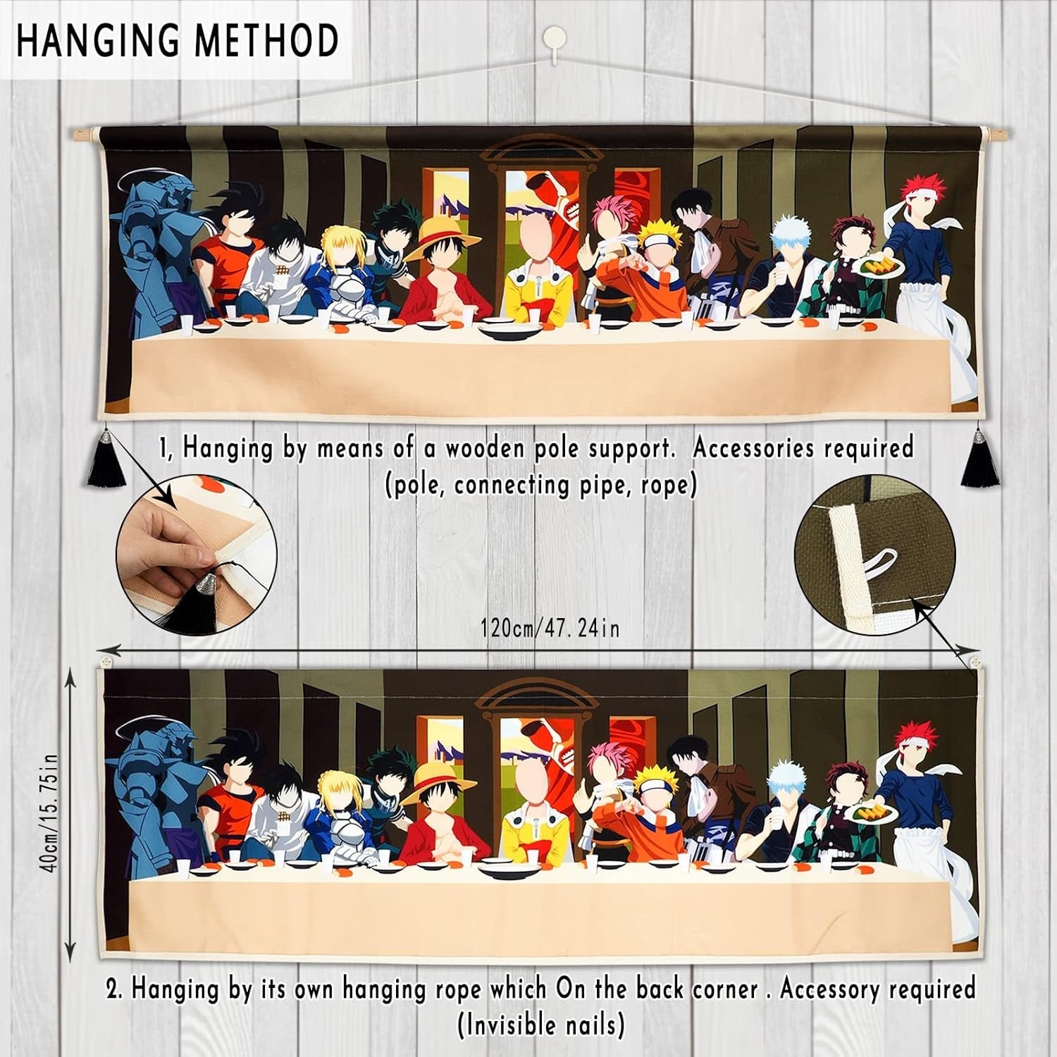 Tapisserie suspendue toile art mural peinture personnages d'anime Maison - Accessoires et décorations Naty Shop