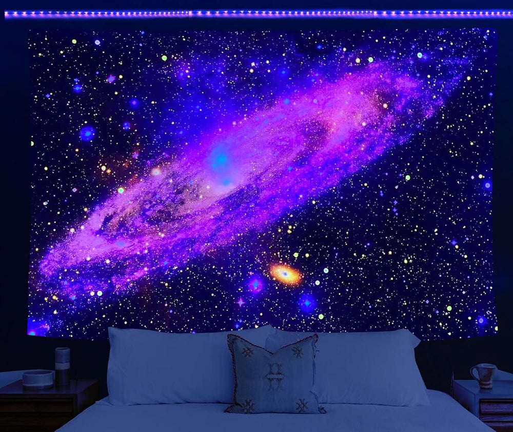 Holavida tapisserie galaxie fluorescente ciel étoilé esthétique abstraite Maison - Accessoires et Décorations Naty Shop Cosmic Galaxy-A 200L X 150B Cm