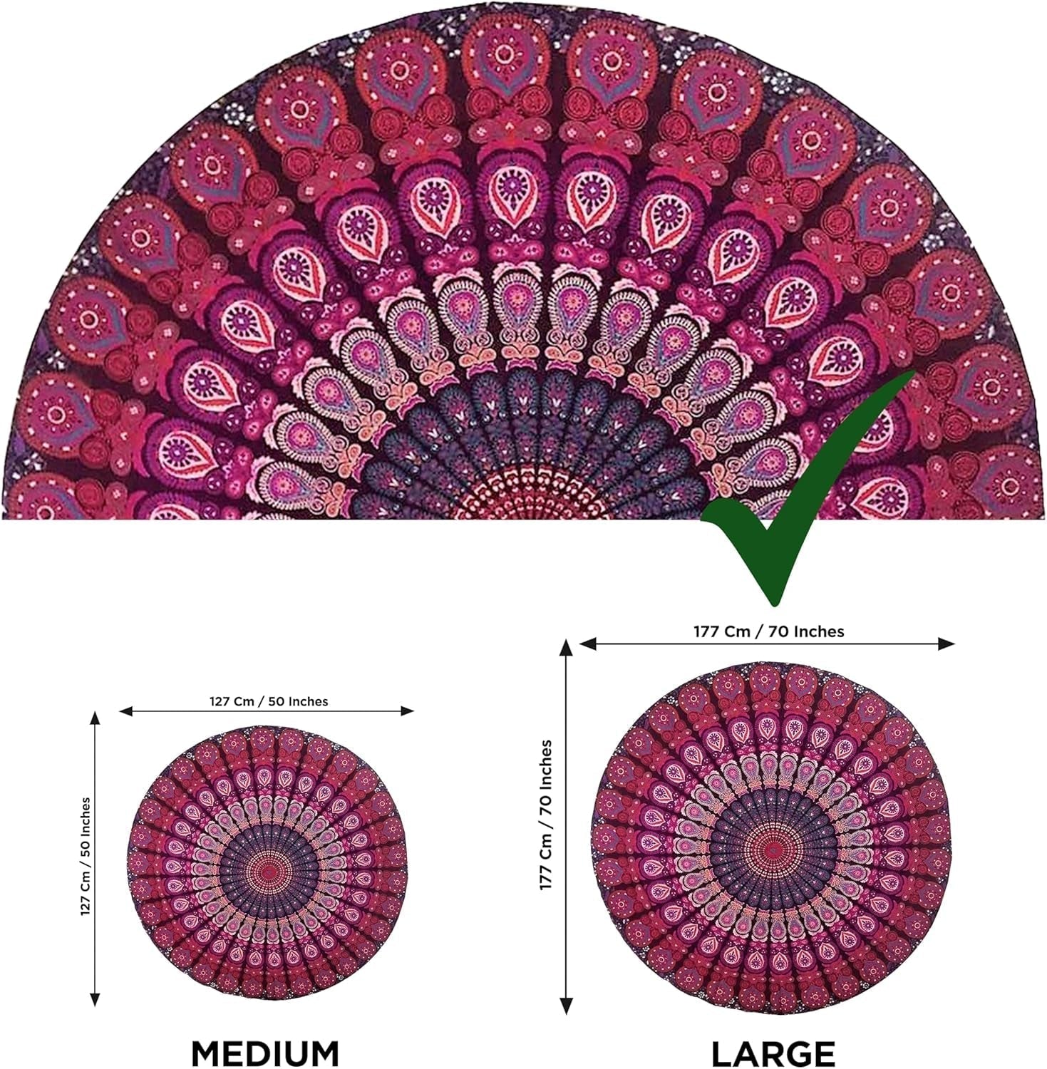 Serviette de plage tapisserie Inde ronde mandala hippie violet Accueil - Accessoires et Décoration Naty Shop