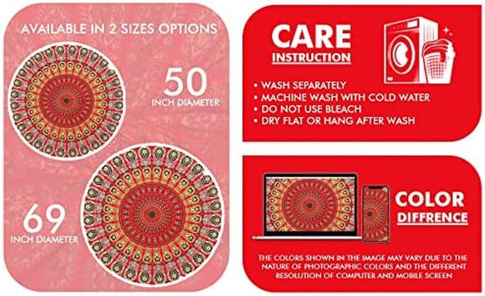 Serviette de plage tapisserie Inde ronde mandala hippie grande Maison Indienne - Accessoires et Décorations Naty Shop