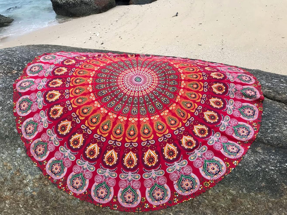 Serviette de plage tapisserie Inde ronde mandala hippie grande Maison Indienne - Accessoires et Décorations Naty Shop