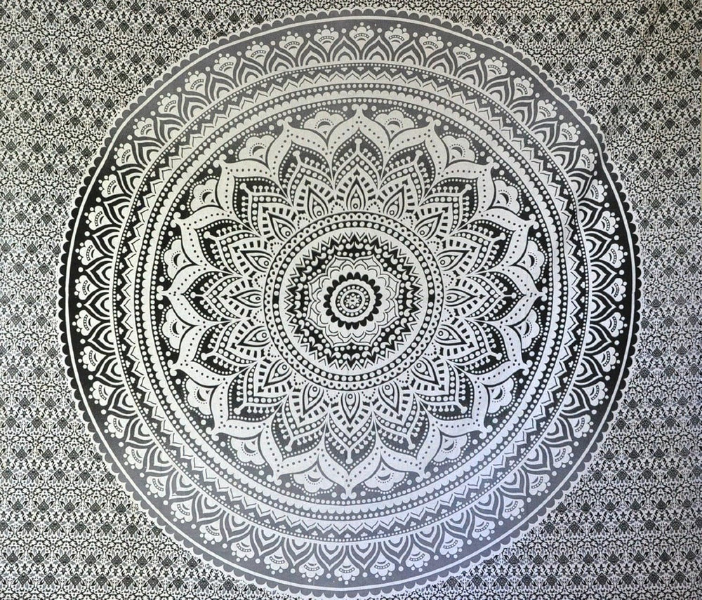 Tapisserie indienne mandala psychédélique noir blanc India Accueil - Accessoires et Décorations Naty Shop